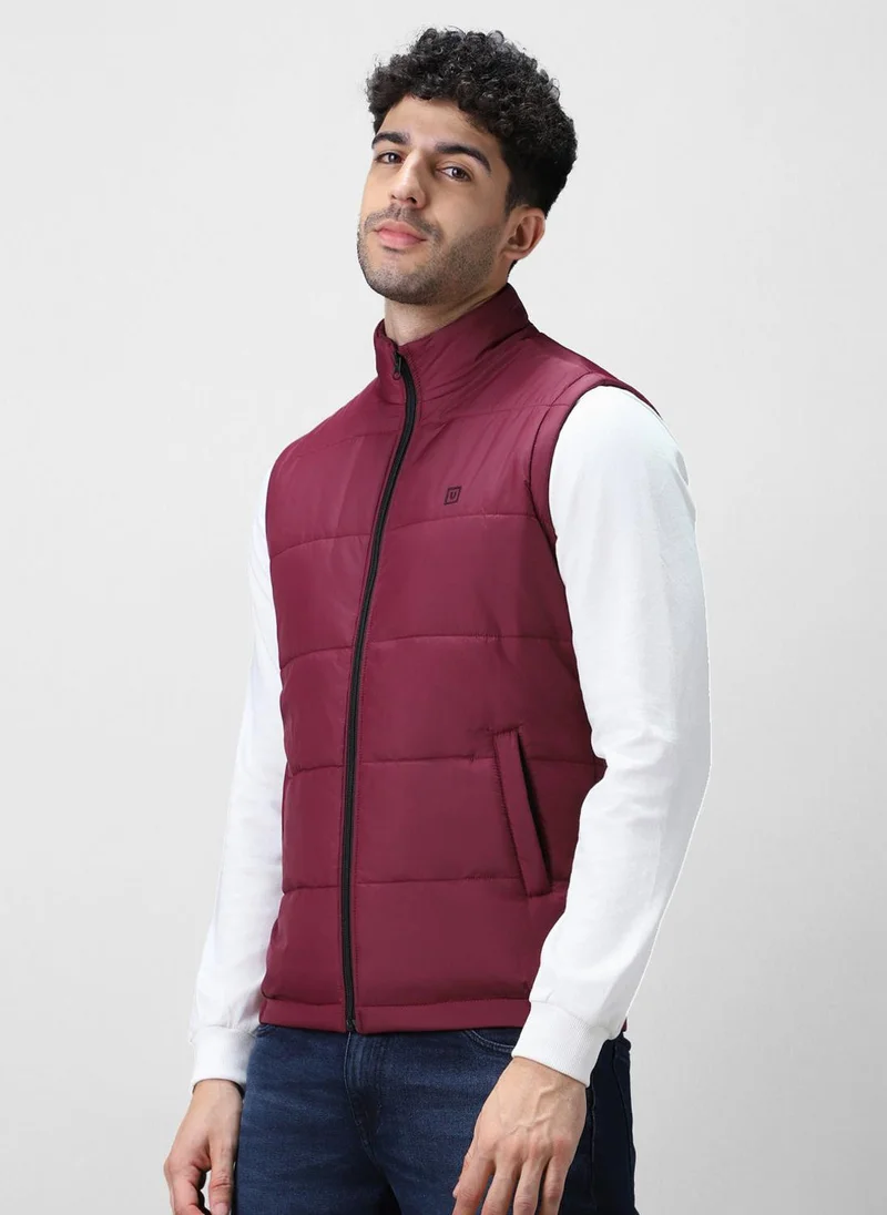 Urbano Fashion Urbano Fashion Men's Red Sleeveless Zippered Puffer Jacket